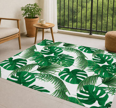 Tropical leaves design outdoor vinyl rug - TenStickers