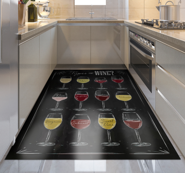 Types Wine Guide kitchen vinyl rug - TenStickers
