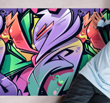 Vibrant graphite flow teen vinyl rug - TenStickers