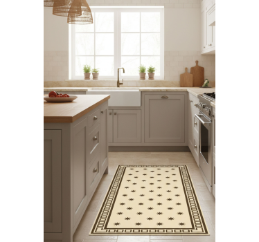 Vintage beige motif kitchen vinyl rug - TenStickers