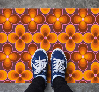 Retro floral pattern vintage vinyl rug - TenStickers