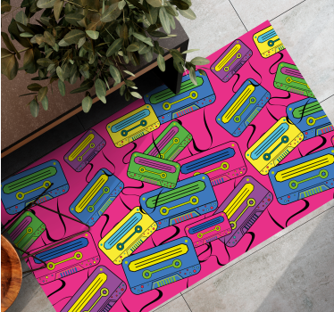 Vintage Cassette Motif teen vinyl rug - TenStickers
