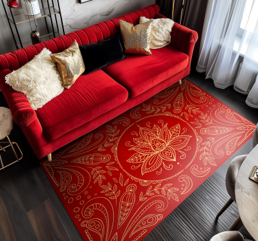 Vintage mandala design red vinyl rug - TenStickers