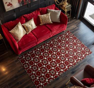 Vintage red pattern vinyl rug - TenStickers