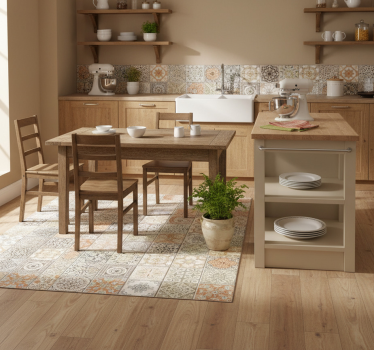Vintage warm collage kitchen vinyl rug - TenStickers