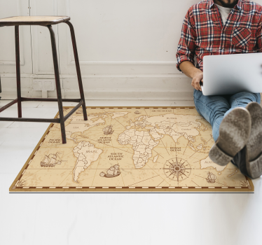 Vintage world map vinyl rug - TenStickers