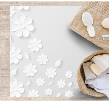 White floral pattern floral vinyl rug - TenStickers