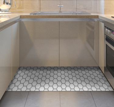 White hexagonal tiles kitchen vinyl rug - TenStickers
