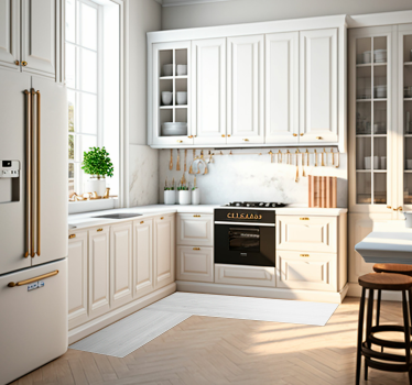White wood texture vinyl kitchen mat - TenStickers
