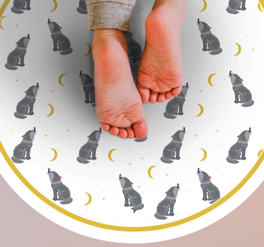 Wolf Moon Pattern animal print vinyl rug - TenStickers