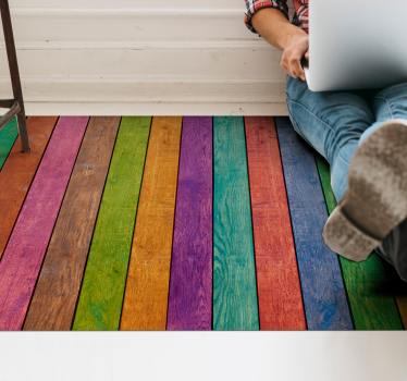 Wooden multicolor pattern wood effect vinyl flooring - TenStickers