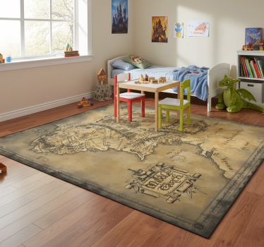 World map vinyl rug decorative vinyl middle earth map - TenStickers
