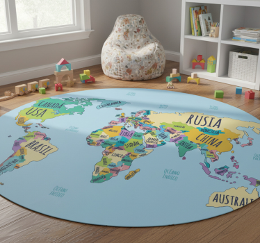 World map vinyl rug political map of the world - TenStickers