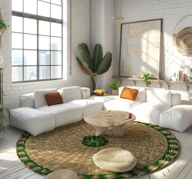 Woven Look Round Vinyl Rug - TenStickers