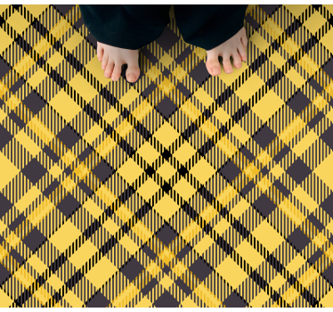 Yellow and Black Pattern striped vinyl rug - TenStickers