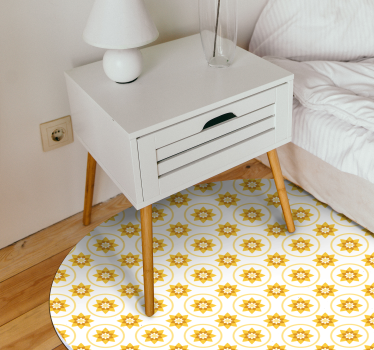 Yellow floral design floral vinyl rug - TenStickers