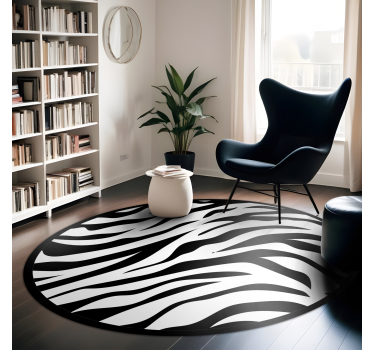 Zebra Stripe Circular Design Animal Print Vinyl Rug - TenStickers