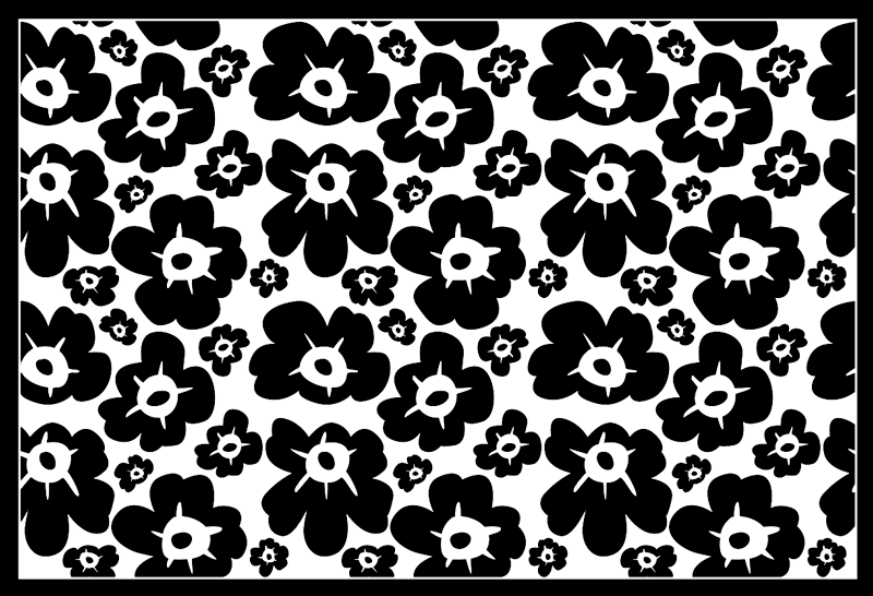 Black poppy floral vinyl rug - TenStickers