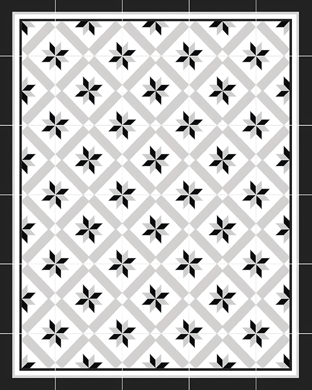 Hydraulic Black kitchen vinyl rug - TenStickers
