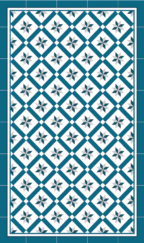 Hydraulic Blue kitchen vinyl rug - TenStickers