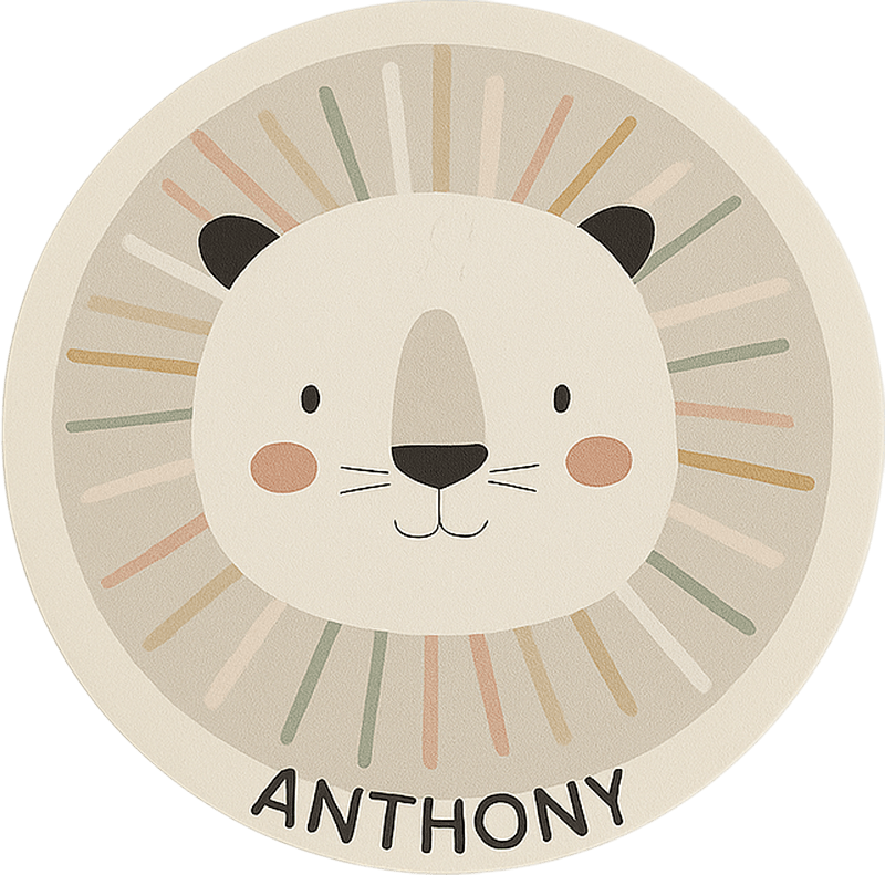 Custom beige lion kids vinyl rug - TenStickers
