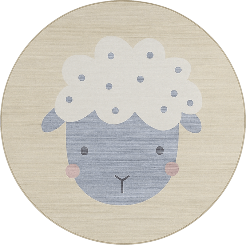 Beige baby sheep kids vinyl rug - TenStickers