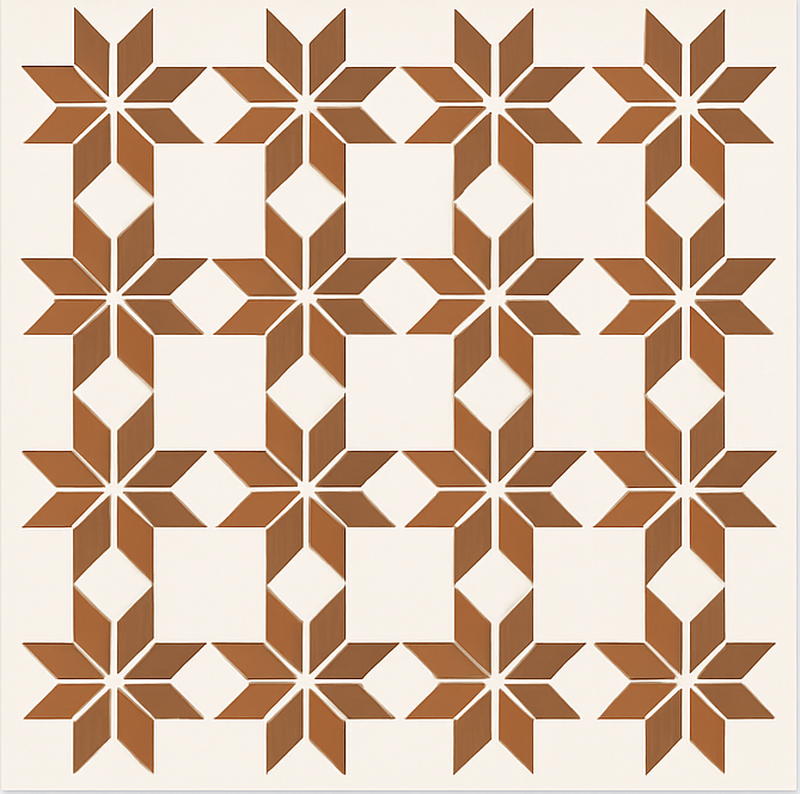 Terracotta Star Tile dining room vinyl rug - TenStickers