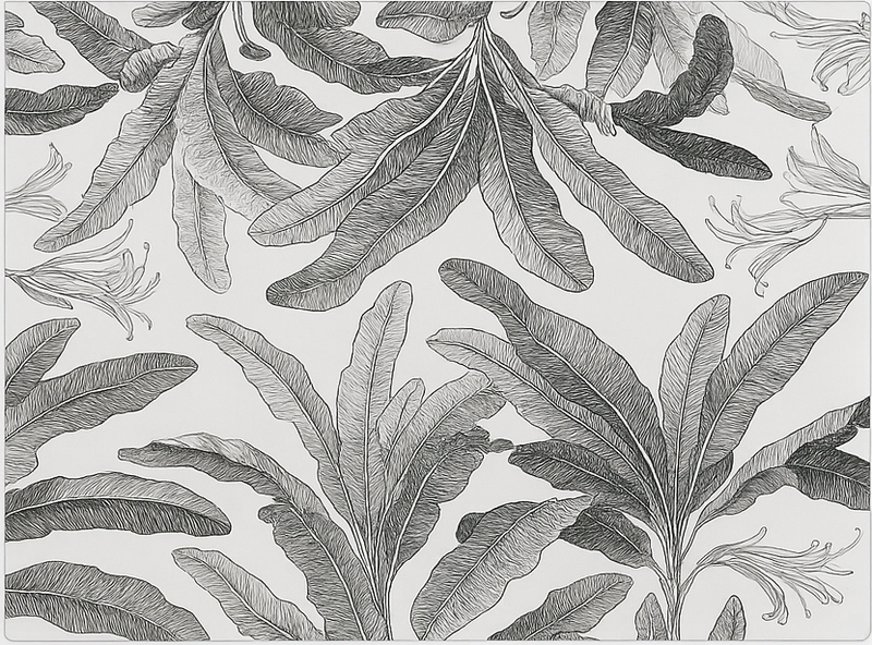 Kitchen vinyl rug in elegant grey palm design - TenStickers