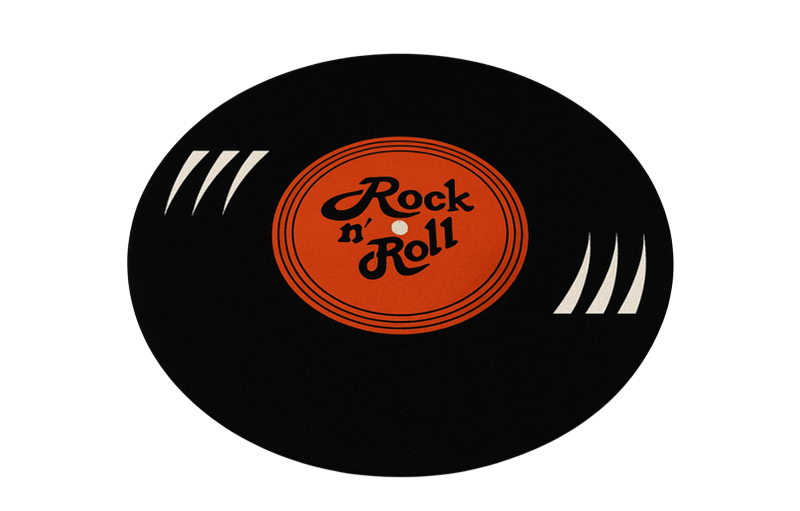 Circular vinyl rug inspired by rock and roll records - TenStickers
