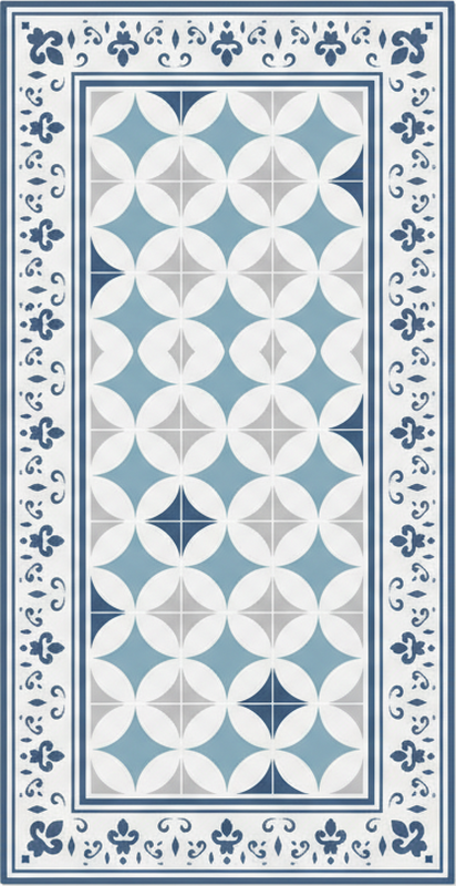 Kitchen vinyl rug in azure tile design - TenStickers