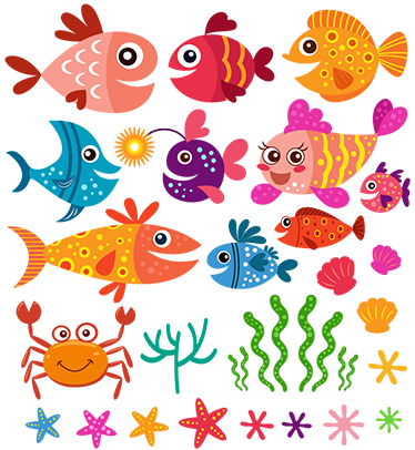 Animal vinyl rug with fish design for kids - TenStickers