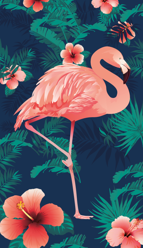 Tropical pink flamingos animal vinyl rug - TenStickers