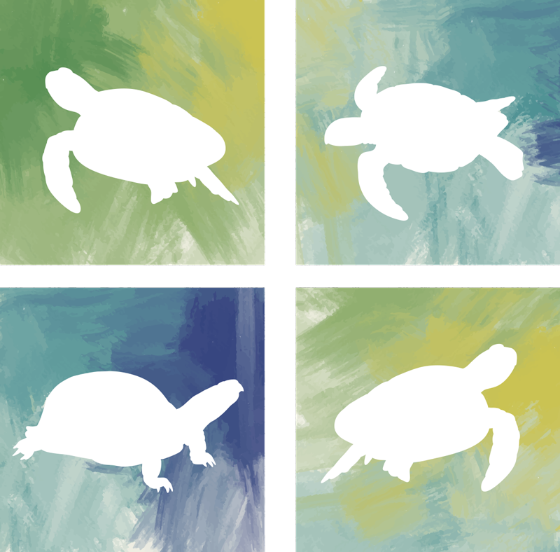 Colorful turtle pack tile animal vinyl rug - TenStickers