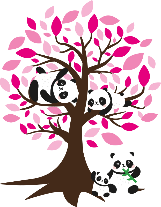 Animal vinyl rug featuring pandas in a tree - TenStickers