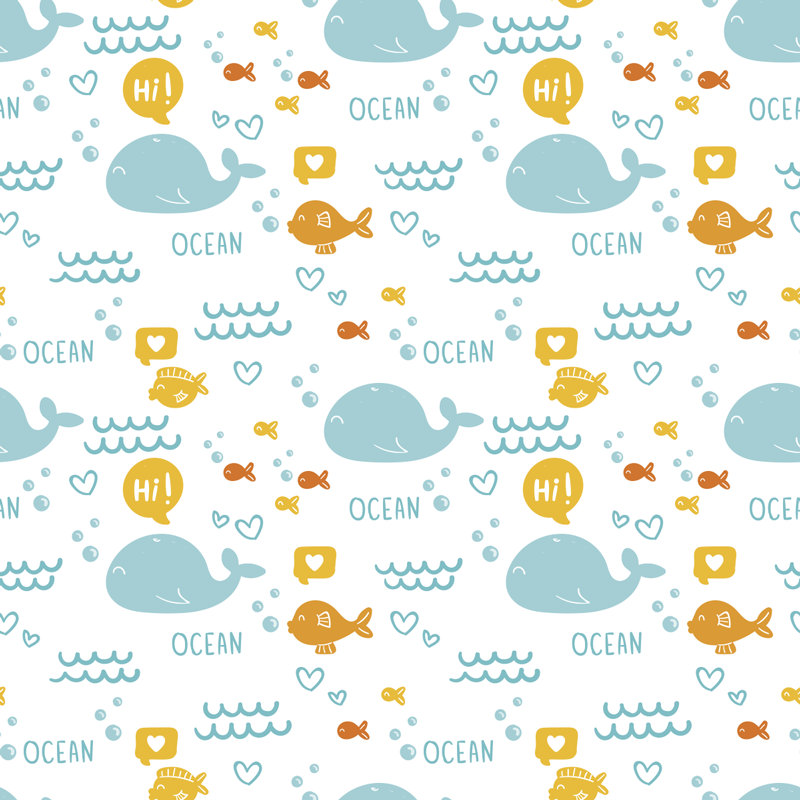 Colorful and cheerful ocean animal vinyl rug - TenStickers