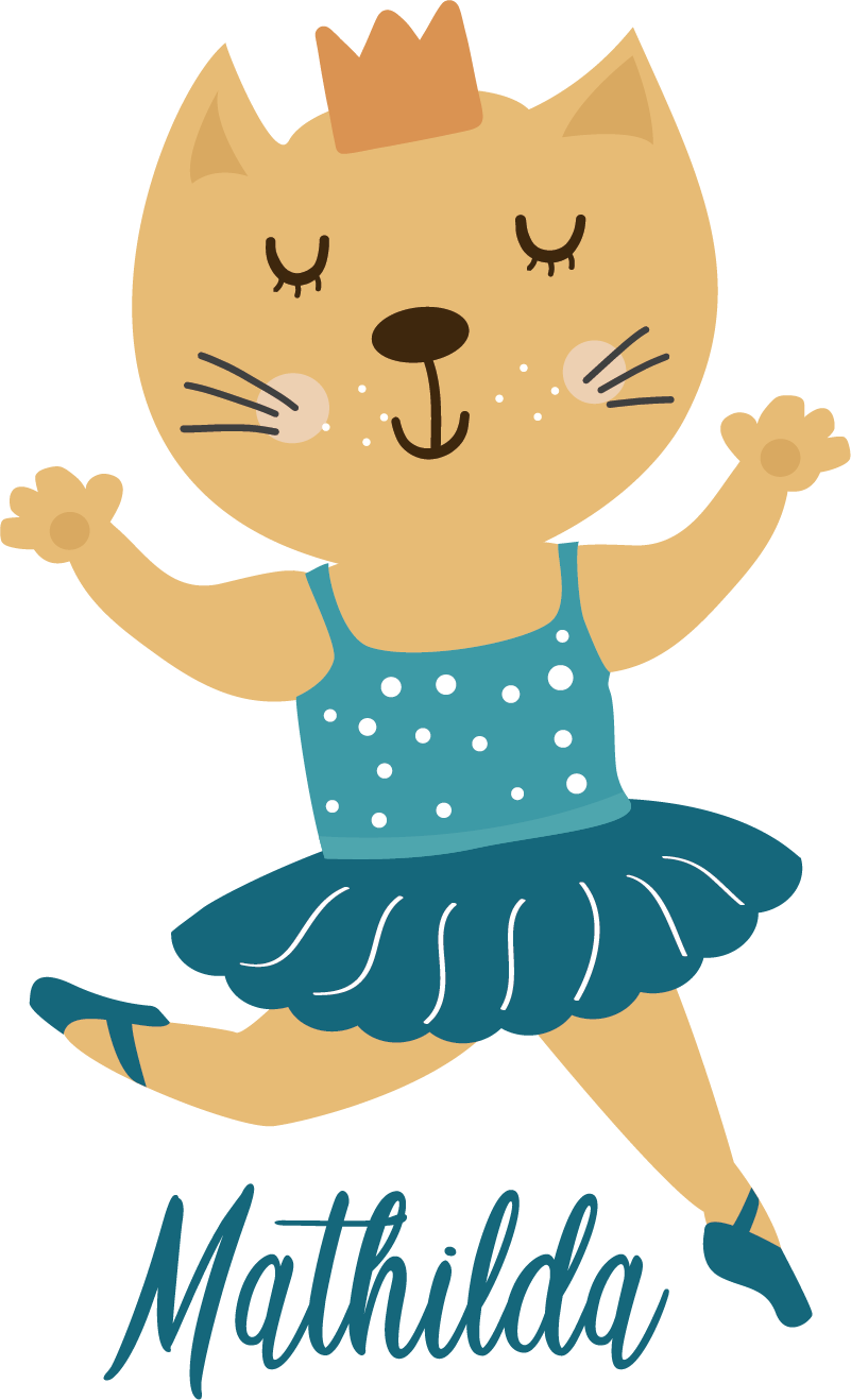 Dancing kitty personalized animal vinyl rug - TenStickers