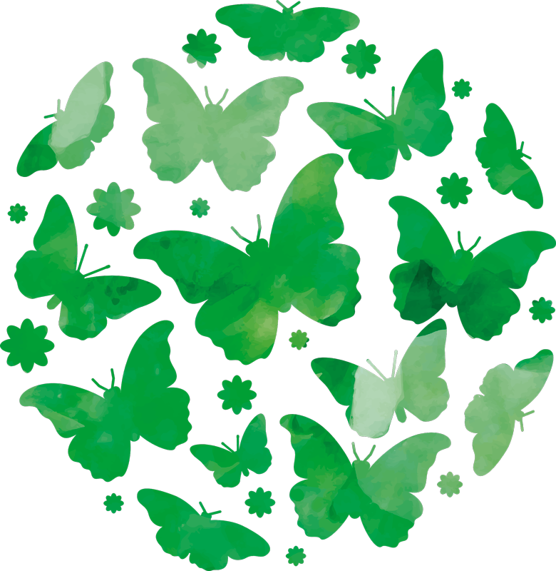 Green aquarelle butterflies animal vinyl rug - TenStickers