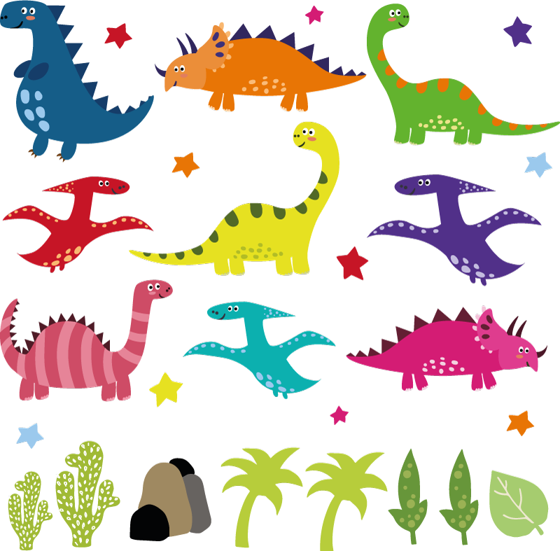 Animal vinyl rug nordic dinosaur colorful set - TenStickers