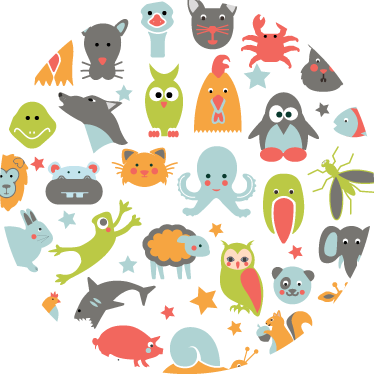 Animal vinyl rug with animals in a circle - TenStickers