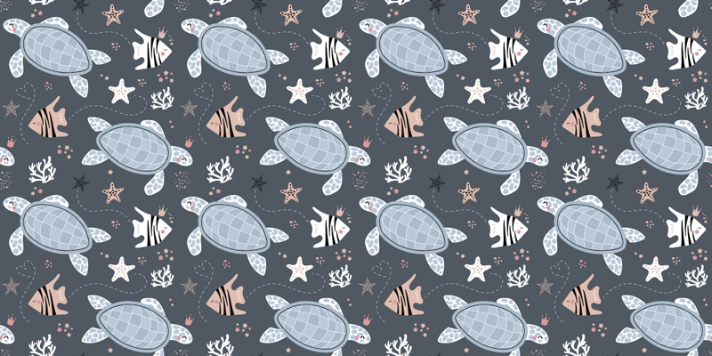 Turtles and fish under sea animal vinyl rug - TenStickers