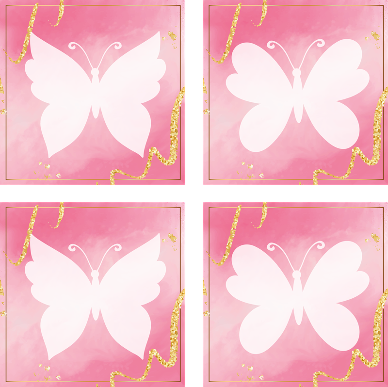 Animal vinyl rug with pink butterfly tiles - TenStickers