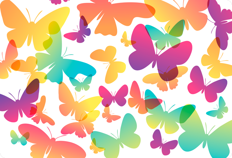 Animal vinyl rug with gradient butterflies - TenStickers