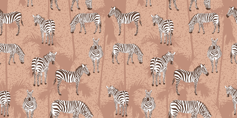 Animal vinyl rug zebra and brown palms - TenStickers