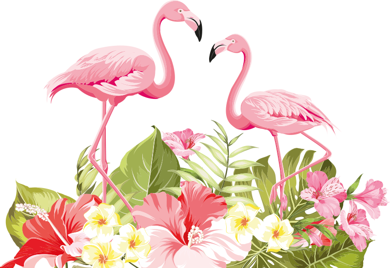 Animal vinyl rug tropical flower flamingo - TenStickers