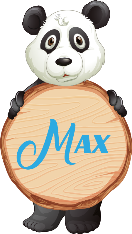 Panda with name animal vinyl rug - TenStickers