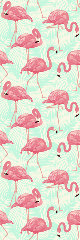 Drawn pink flamingos animal vinyl rug - TenStickers