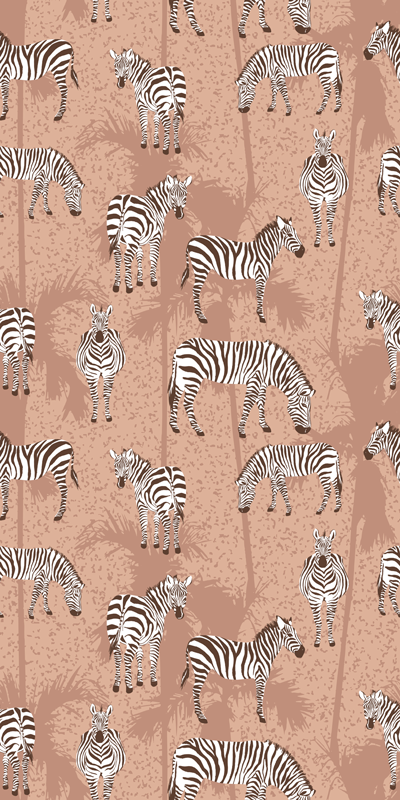 Animal vinyl rug in brown zebra and palms - TenStickers