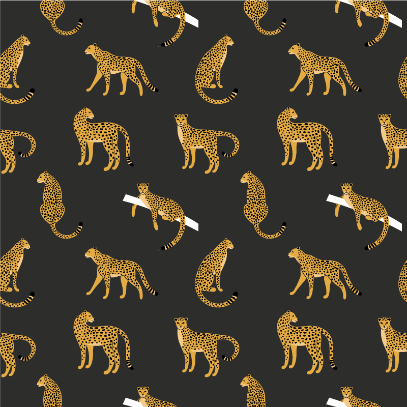 Animal vinyl rug with leopards on dark background - TenStickers