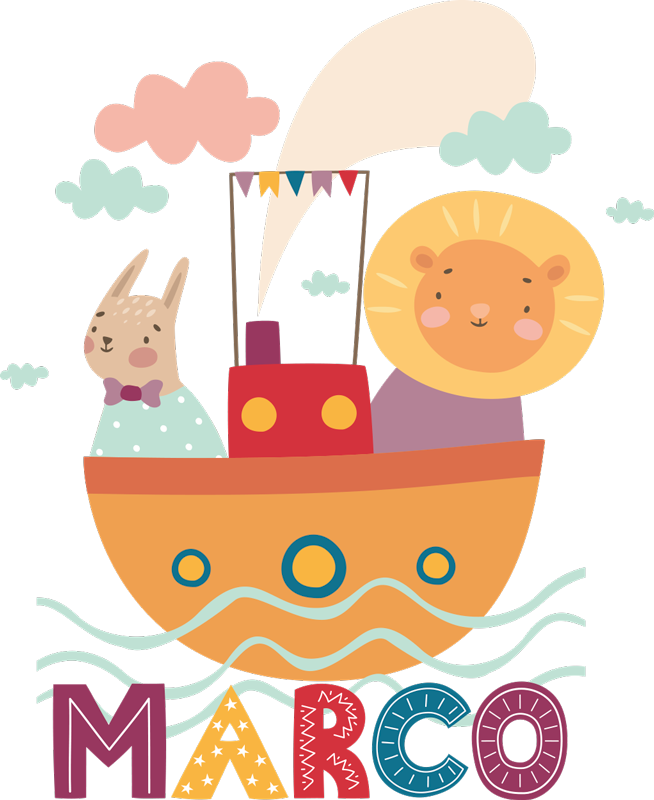 Animal vinyl rug with animals on a boat - TenStickers