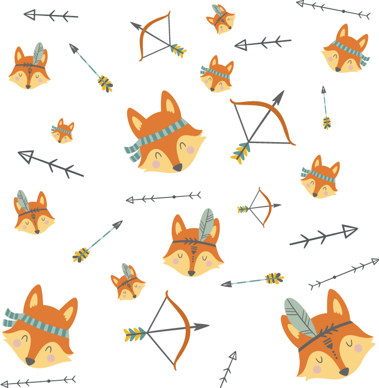 Animal vinyl rug set of foxes and arrows - TenStickers